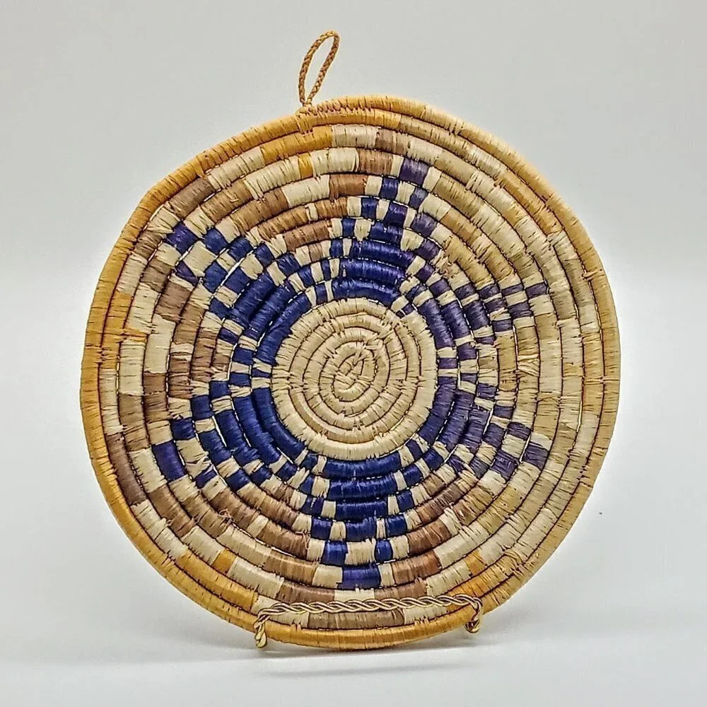 Golden Yellow & Navy Blue Woven Star Wall Hanging